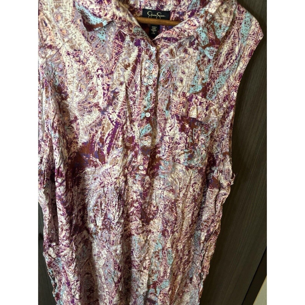 Jessica Simpson Womens Top Tunic 3x Hi-Low Button Blouse NEW